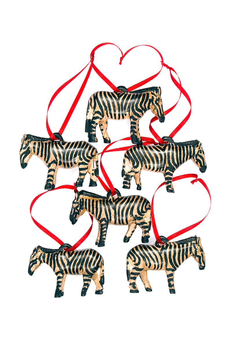 One Dozen Jacaranda Zebra Ornaments