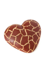 Kenyan Jacaranda Wood Giraffe Print Heart