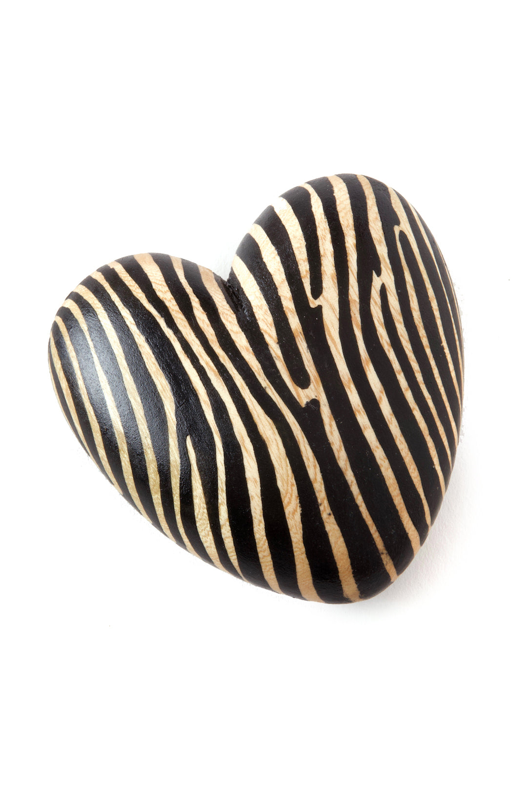 Kenyan Jacaranda Wood Zebra Print Heart - Valentine's Day Gifts