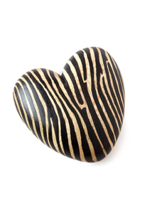 Kenyan Jacaranda Wood Zebra Print Heart - Valentine's Day Gifts
