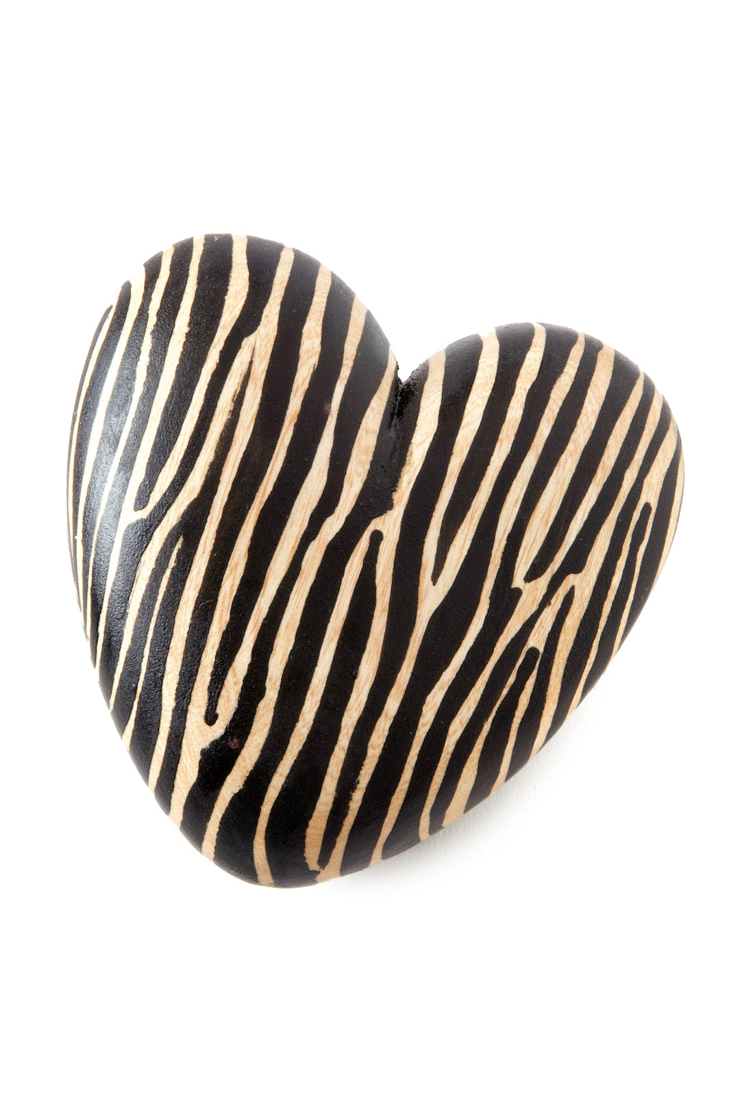 Kenyan Jacaranda Wood Zebra Print Heart - Valentine's Day Gifts