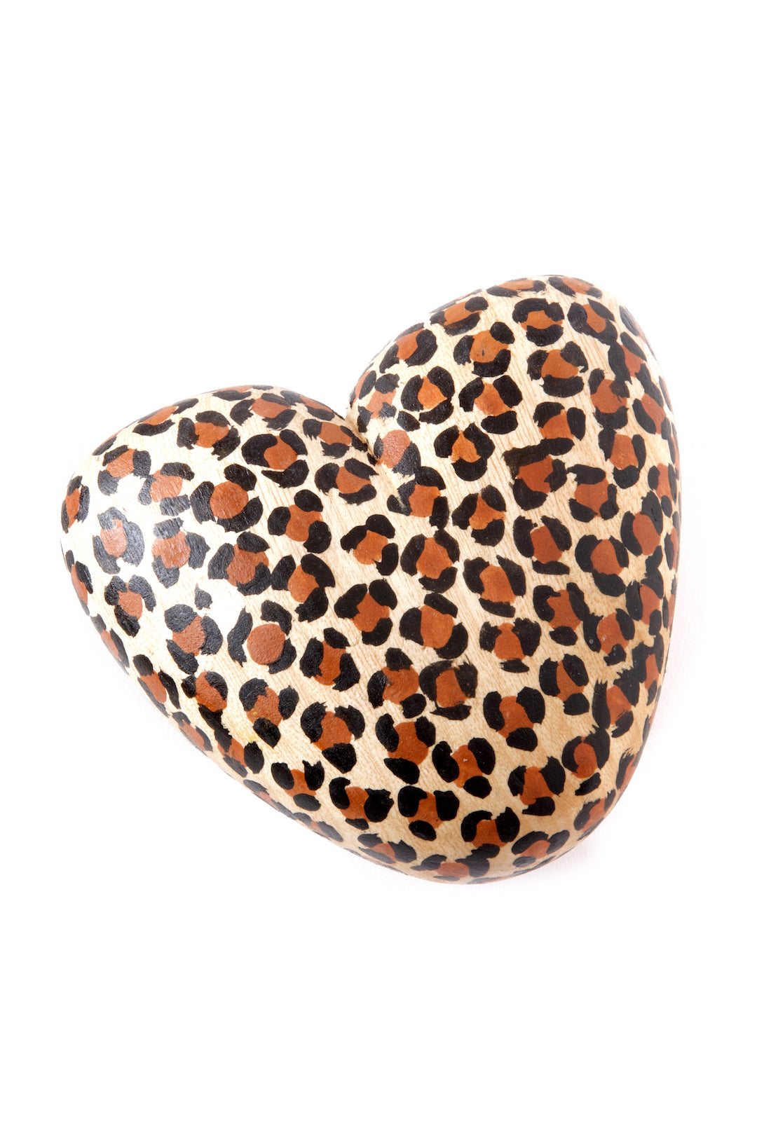 Kenyan Jacaranda Wood Leopard Print Heart - Valentine's Day Gifts