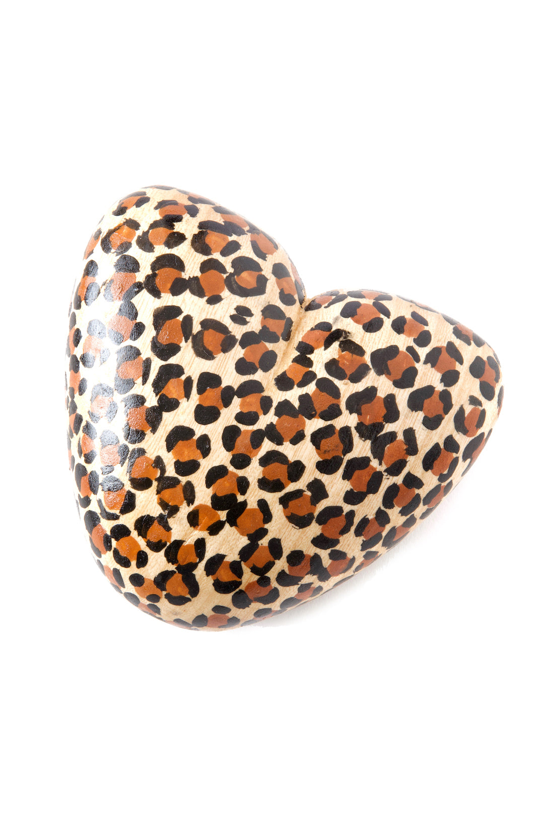 Kenyan Jacaranda Wood Leopard Print Heart - Valentine's Day Gifts
