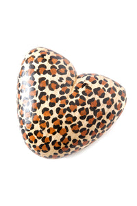 Kenyan Jacaranda Wood Leopard Print Heart - Valentine's Day Gifts