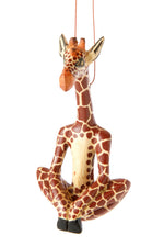 Kenyan Jacaranda Yoga Giraffe Ornament