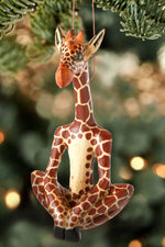 Kenyan Jacaranda Yoga Giraffe Ornament