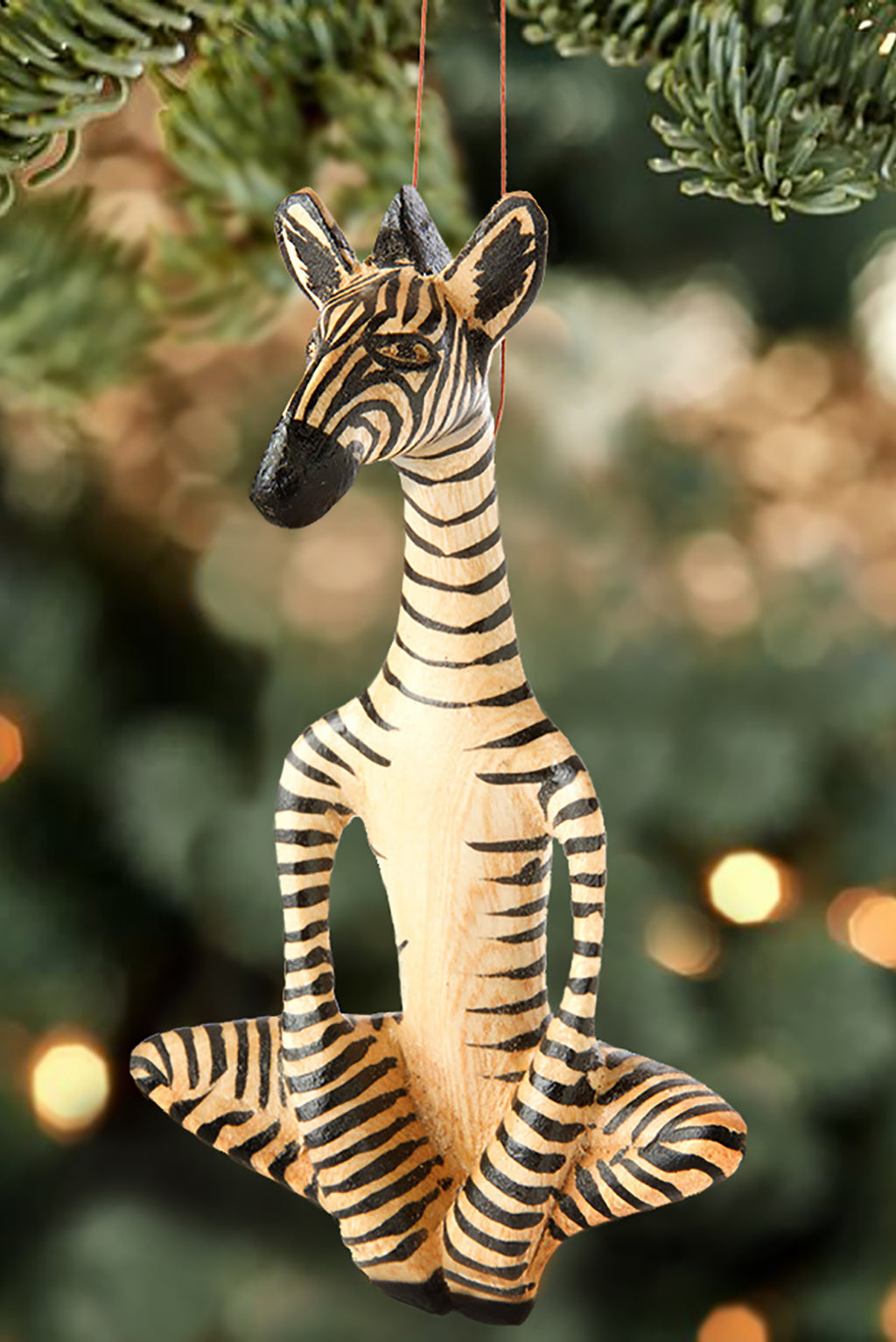 Kenyan Jacaranda Yoga Zebra Ornament