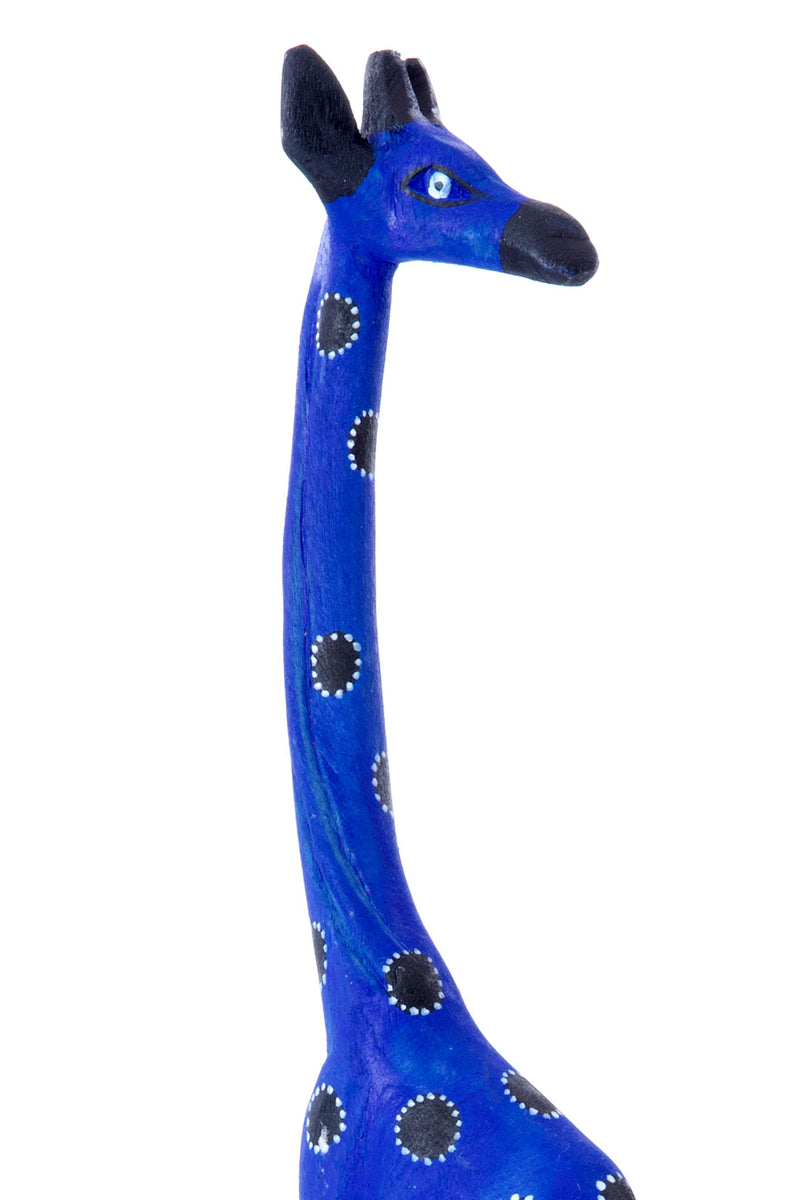 Cobalt Blue Jacaranda Wood Giraffe Sculptures