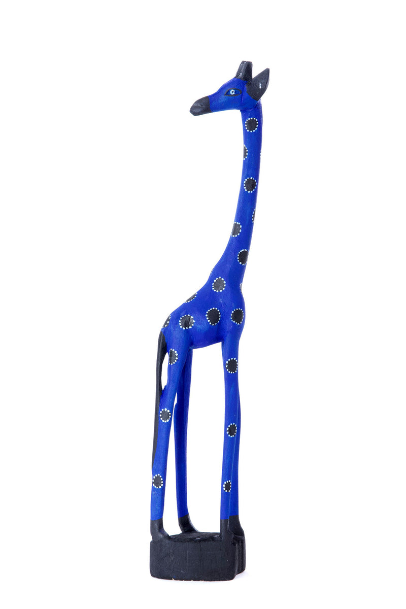 Cobalt Blue Jacaranda Wood Giraffe Sculptures