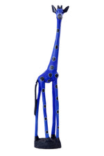 Cobalt Blue Jacaranda Wood Giraffe Sculptures