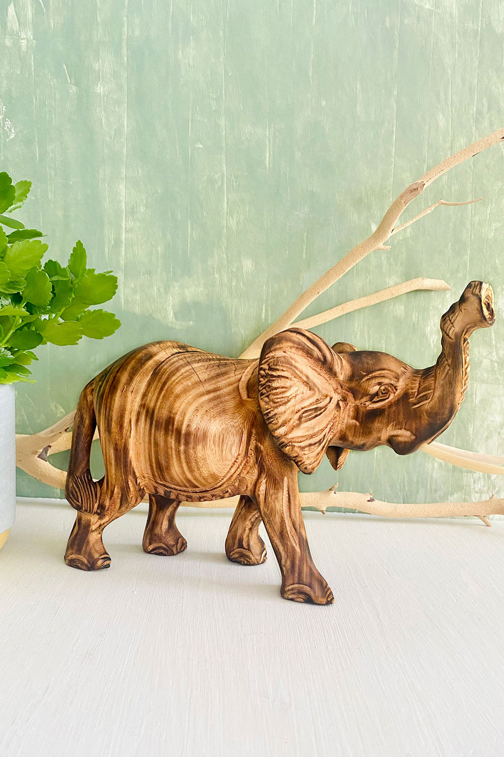 Kenyan Jacaranda Wood Jumbo Trumpeting Elephant