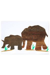Banana Fiber Elephant Mama & Baby Note Card