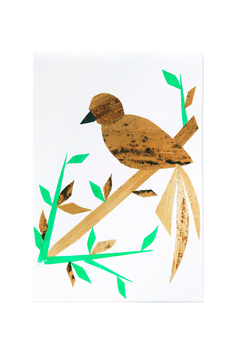 Handmade Banana Fiber Bird Note Card