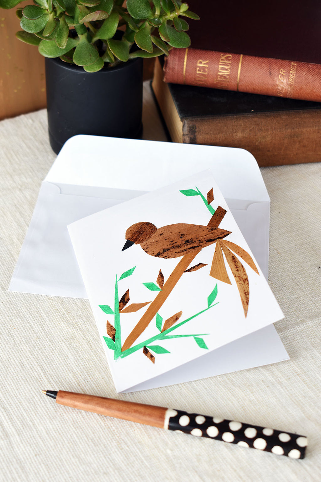 Handmade Banana Fiber Bird Note Card