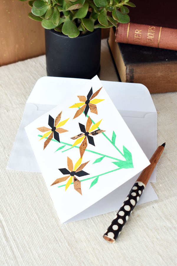 Handmade Banana Fiber Flower Note Card