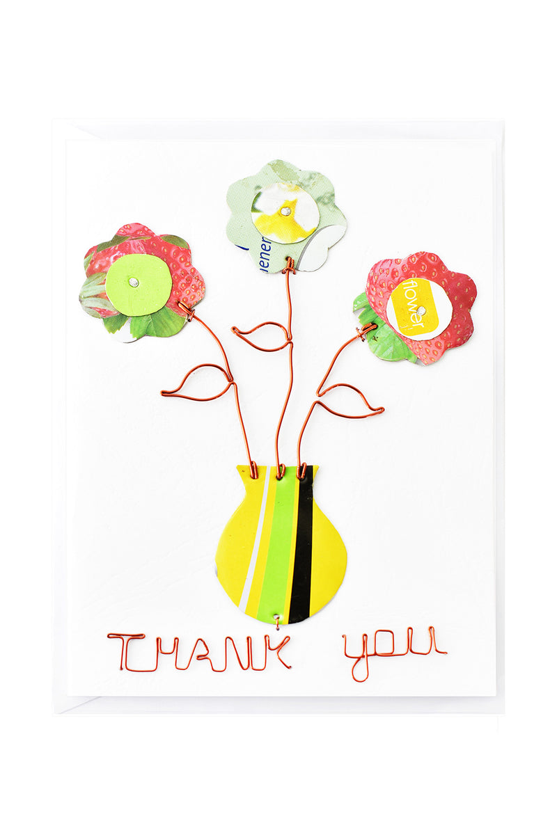Recycled Metal Flower Vase Thank You Card