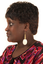 Circular White Bone Iota Earrings