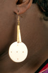 Circular White Bone Iota Earrings
