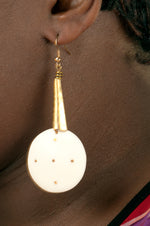 Circular White Bone Iota Earrings