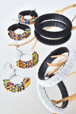 White and Rainbow Maasai Celebration Circle Earrings