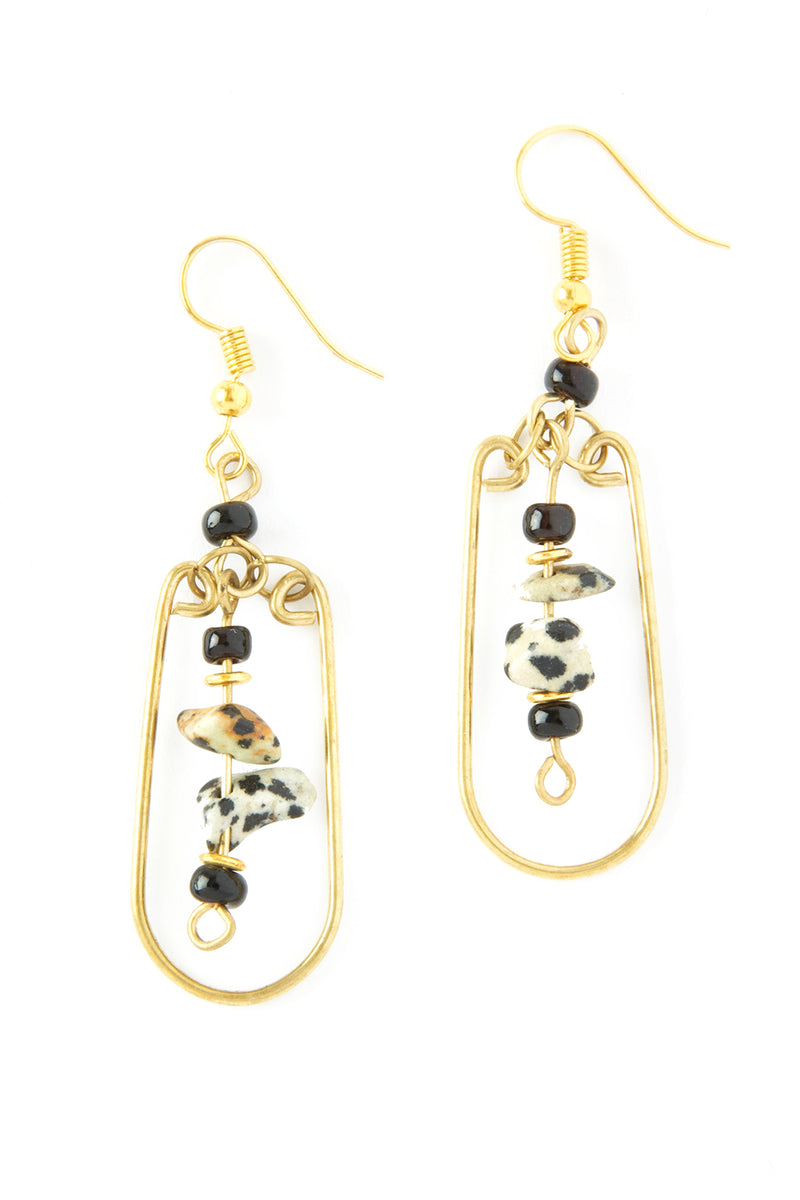 Kenyan Jitterbug Brass and Jasper Earrings