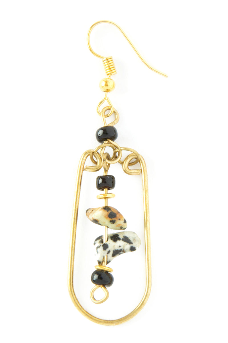 Kenyan Jitterbug Brass and Jasper Earrings