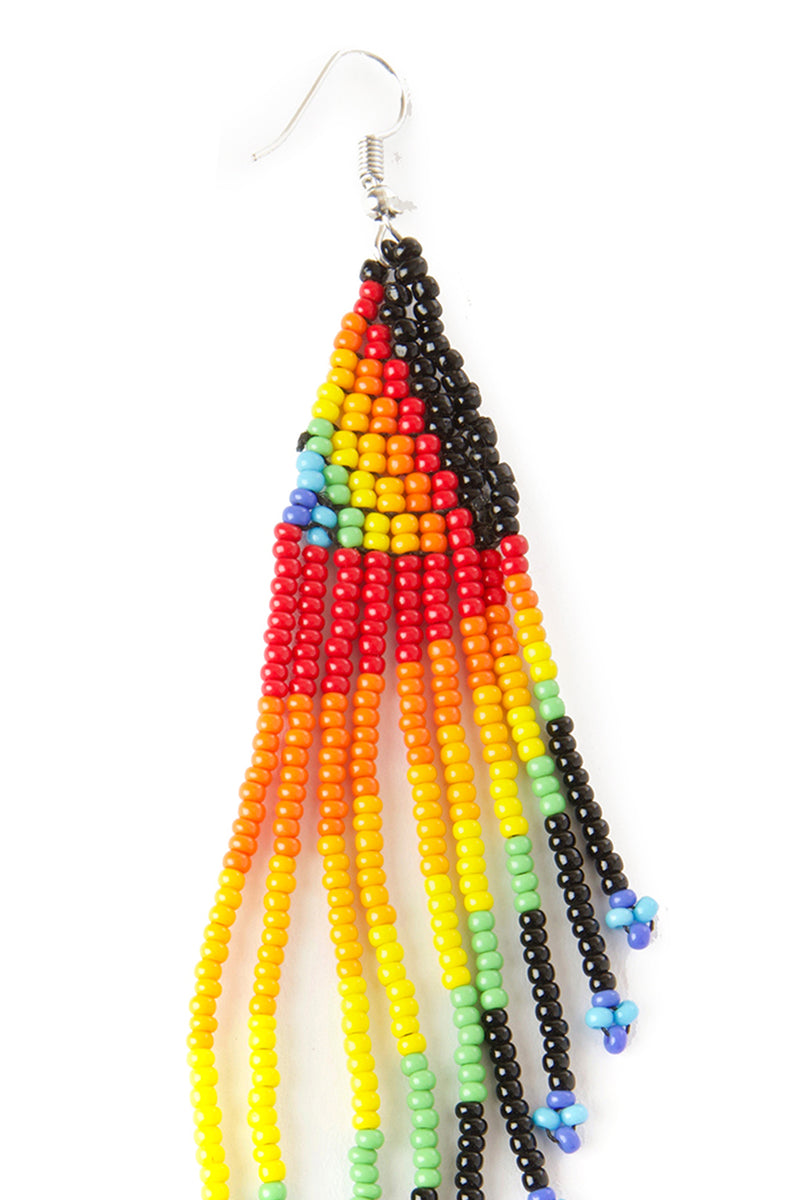 Pride & Joy Beaded Rainbow Fringe Earrings