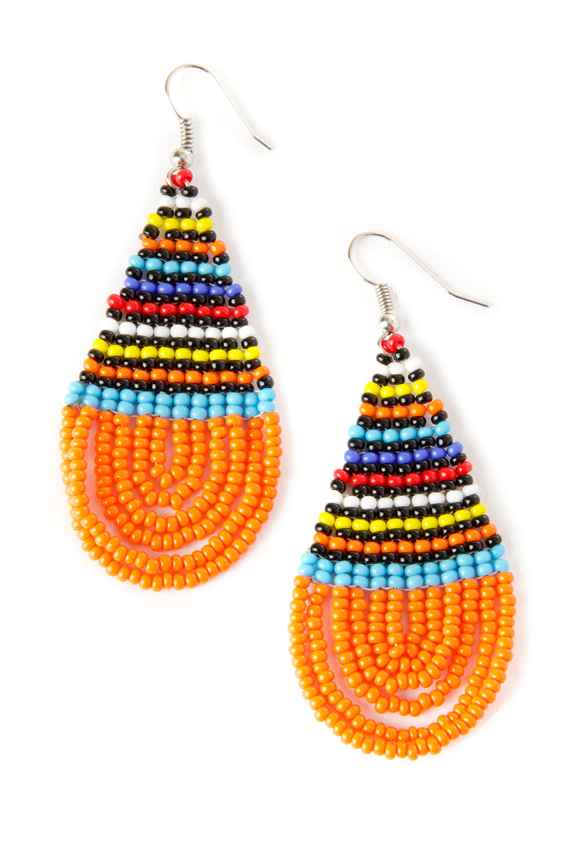 Maasai Orange Drop Beaded Earrings