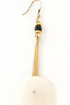 White Cow Bone & Brass YoYo Earrings from Kenya