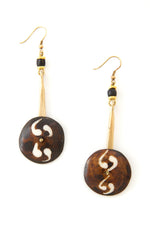 Assorted Batik Cow Bone & Brass YoYo Earrings from Kenya