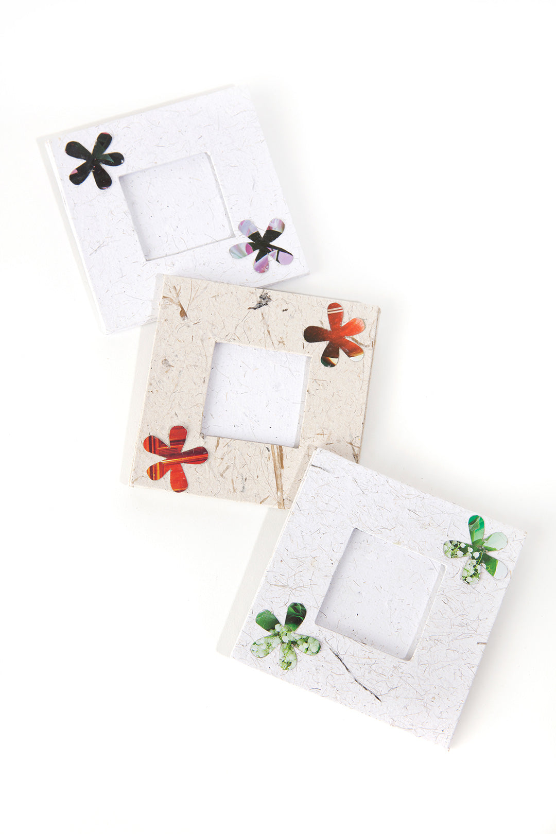 Recycled Paper and Pop Can Flower Picture Frame - Two Sizes