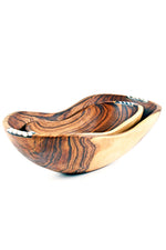 Set of Two Wild Olive Wood Dippy Dip Bowls with Batik Bone Inlay Default Title