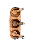 Triple Wild Olive Wood and Batik Bone Spice Bowl with Spoons Default Title