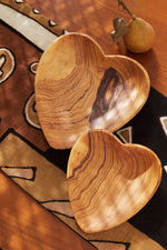 Set of Two Olive Wood Heart Dishes Default Title