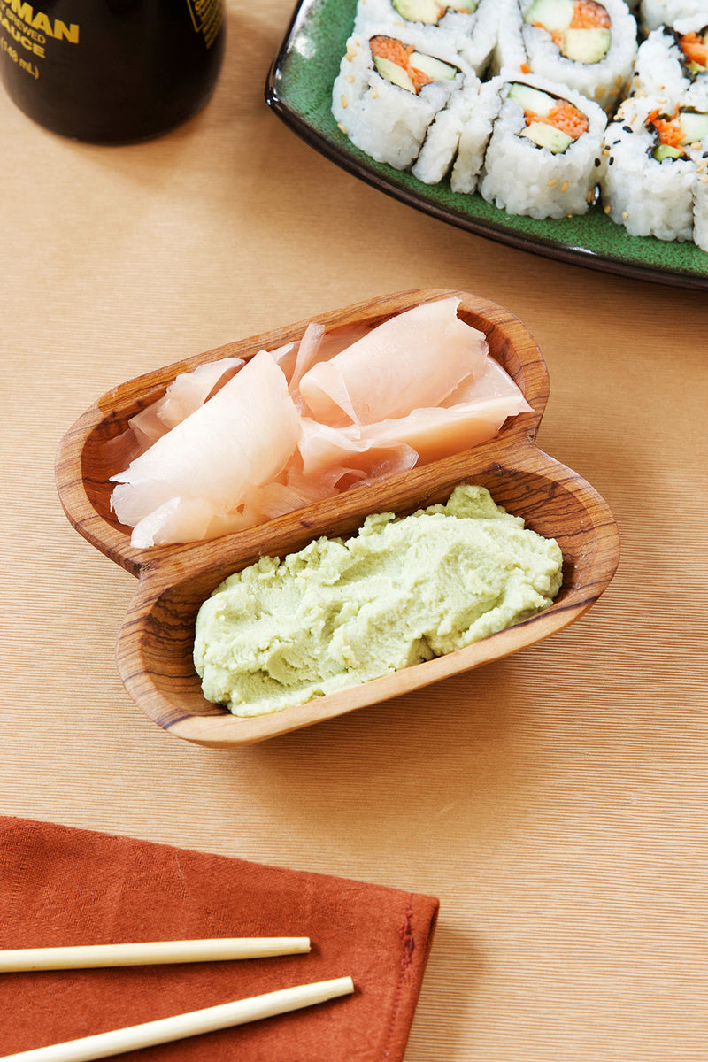 Wild Olive Wood Side by Side Condiment Dish Default Title