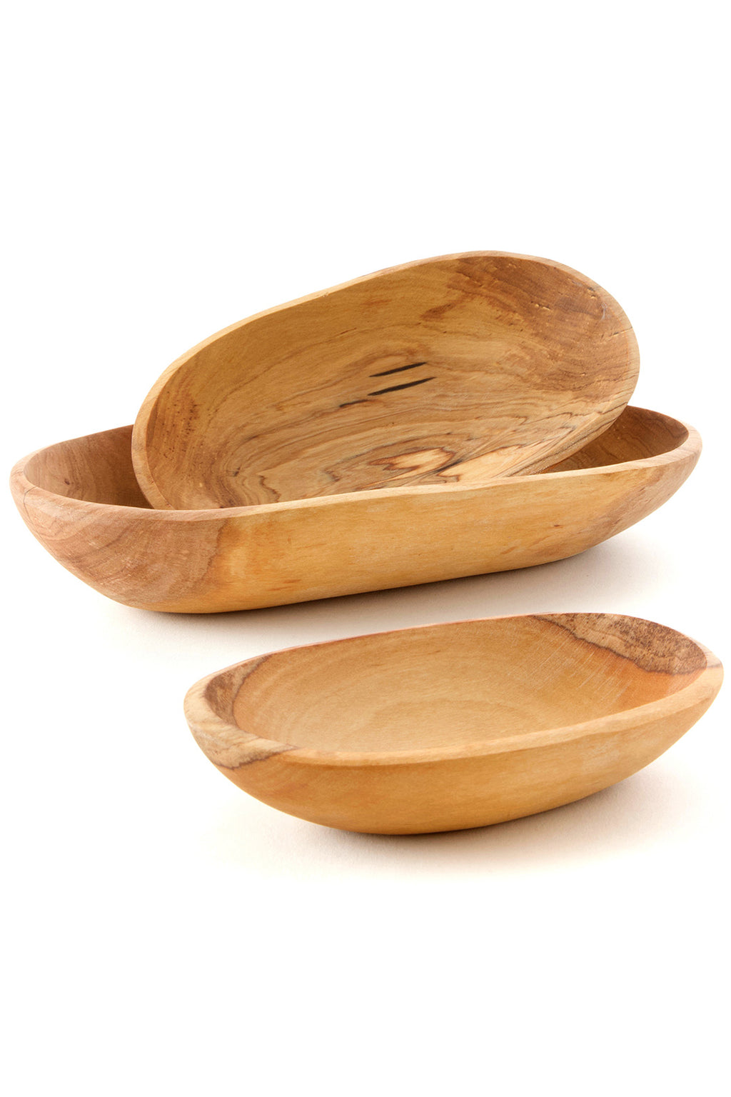 Set of Three Wild Olive Wood Serving Bowls Default Title