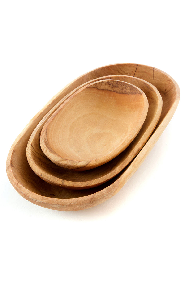 Set of Three Wild Olive Wood Serving Bowls Default Title