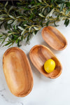 Set of Three Wild Olive Wood Serving Bowls