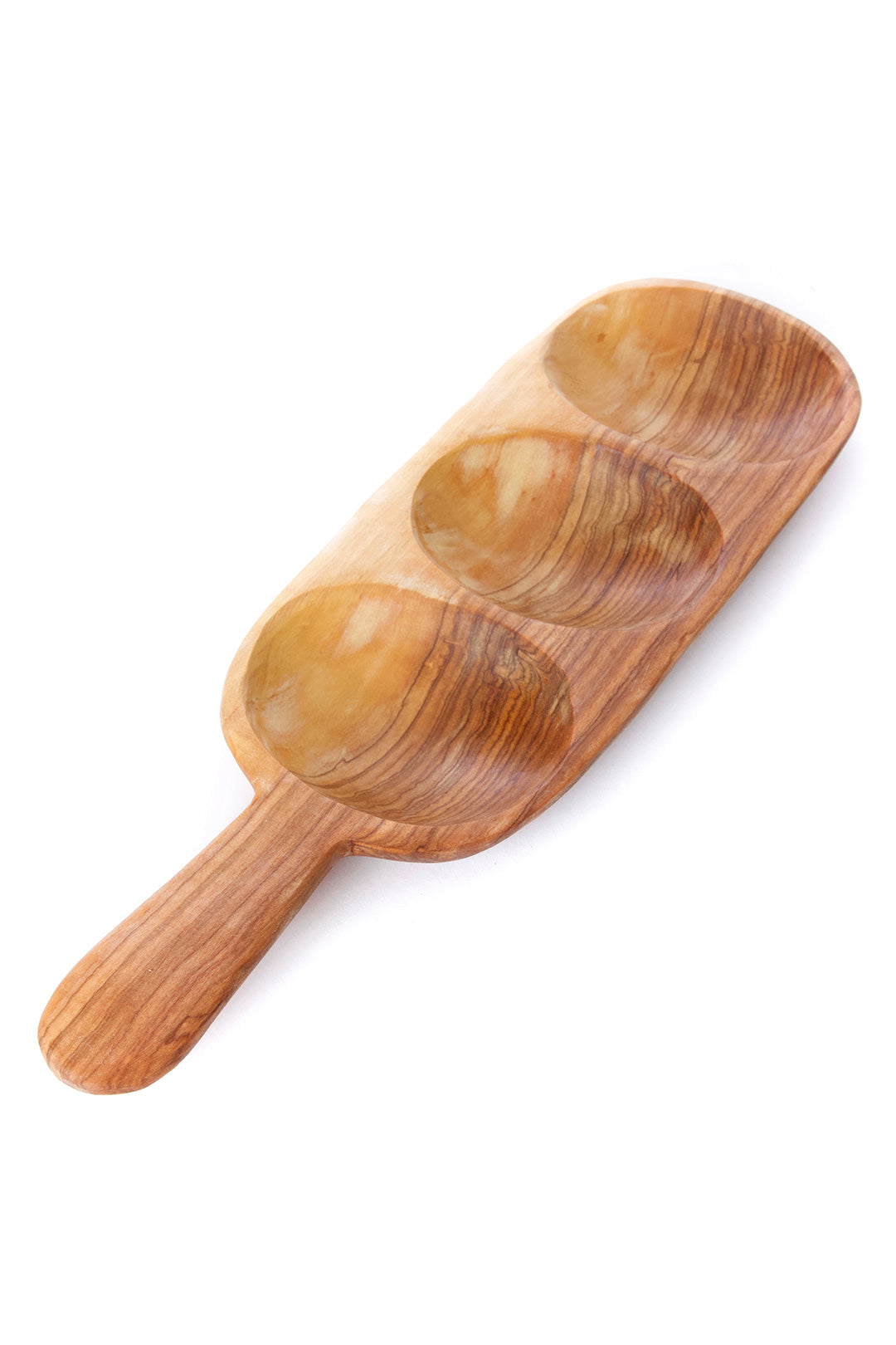 Wild Olive Wood Triple Well Serving Trays JKWB63B  Large Tray