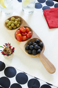 Wild Olive Wood Triple Well Serving Trays JKWB63B  Large Tray