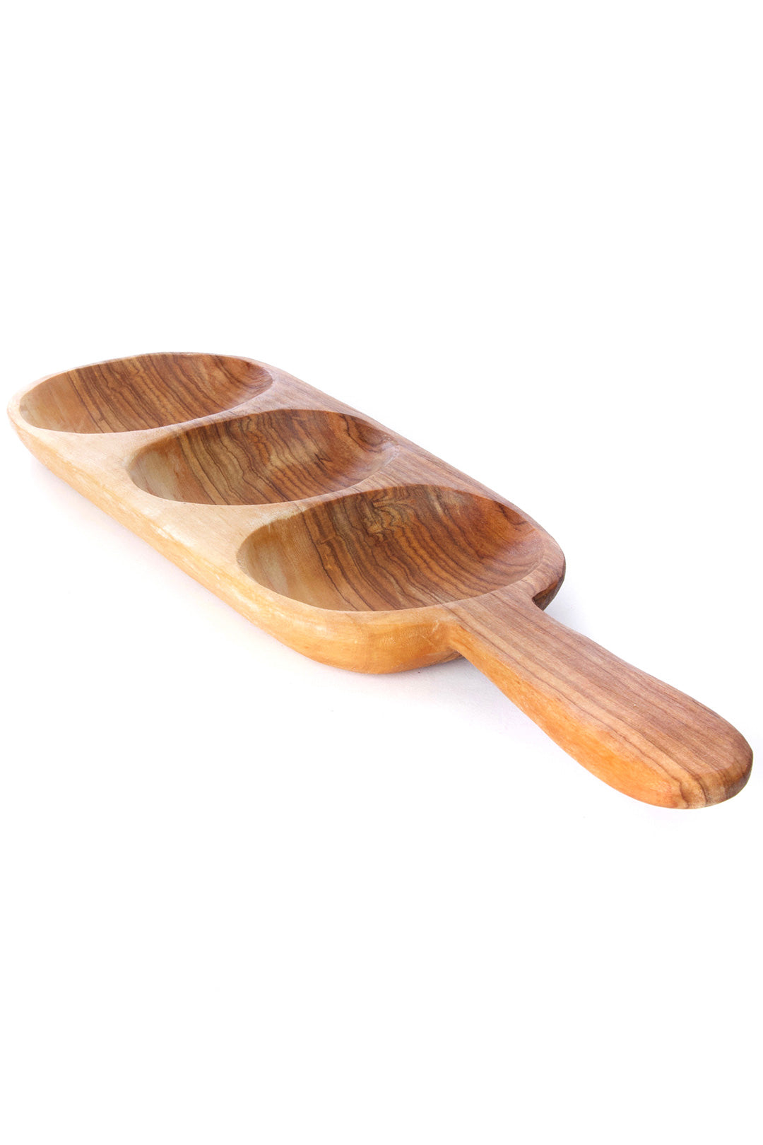 Wild Olive Wood Triple Well Serving Trays JKWB63B  Large Tray