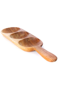 Wild Olive Wood Triple Well Serving Trays JKWB63B  Large Tray