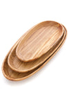 Set of Three Shallow Wild Olive Wood Oval Serving Bowls Default Title