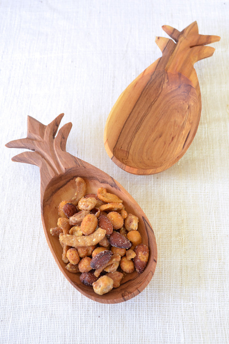 Kenyan Wild Olive Wood Pineapple Serving Bowl