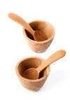 Kenyan Wild Olive Wood Salt & Pepper Cups Set
