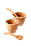 Kenyan Wild Olive Wood Salt & Pepper Cups Set