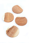 Set of Four Kenyan Wild Olive Wood Coasters with White Bone Inlay