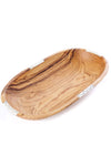 14" Wild Olive Wood Oval Bowl with Striped Bone Inlay
