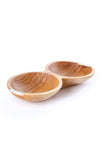 Wild Olive Wood Double Well Serving Bowl with Striped Bone Inlay