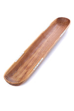 Wild Olive Wood Baguette Bowl with Striped Bone Inlay